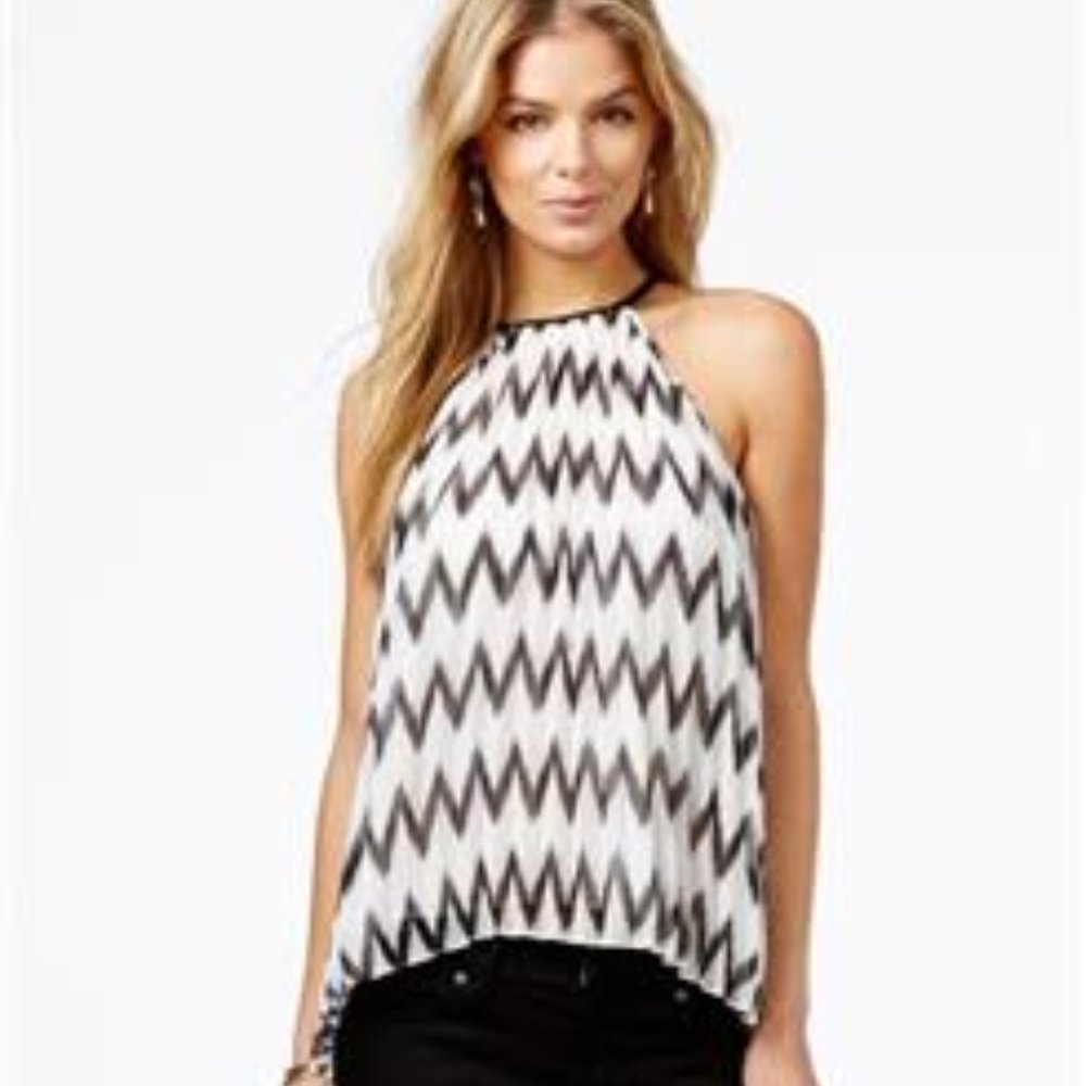 NWT GUESS Cheveron Pleated Blouse XL
